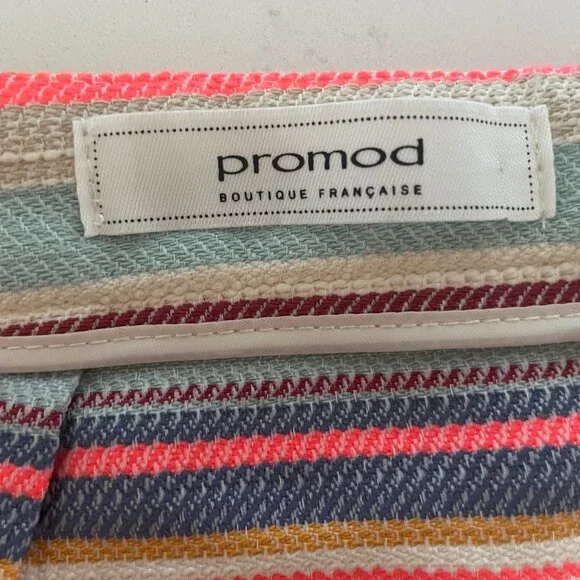 Promod Boutique Francaise Stripe Mini Skirt‎ in Multicolor, Size 12 - Picture 3 of 6